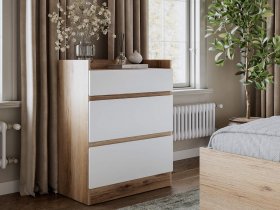 Комод 3 ящика Брауни (дуб делано/белый) в Черновке - chernovka.mebel-nsk.ru | фото
