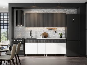 Кухонный гарнитур София (2,0м) (бланж/графит матовый) в Черновке - chernovka.mebel-nsk.ru | фото