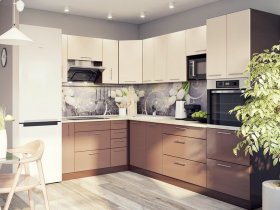 Модульная кухня Классика (ваниль/шоколад) в Черновке - chernovka.mebel-nsk.ru | фото