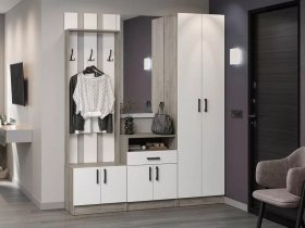 Модульная прихожая Вега (дуб крафт серый/белый) в Черновке - chernovka.mebel-nsk.ru | фото