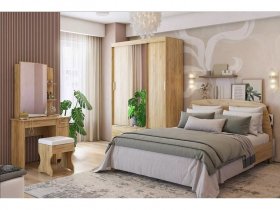 Модульная спальня Виктория-1 (дуб крафт золотой) в Черновке - chernovka.mebel-nsk.ru | фото