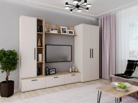 Модульная стенка Верона (сатин/дуб крафт серый) в Черновке - chernovka.mebel-nsk.ru | фото