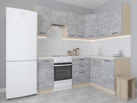 Модульная угловая кухня 1,4м*2,1м Лада (цемент) в Черновке - chernovka.mebel-nsk.ru | фото