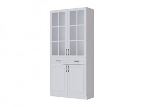 Шкаф-витрина Апполия гостиная (белый/белый дуб) в Черновке - chernovka.mebel-nsk.ru | фото