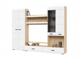 Стенка ГС-01 Либерти (дуб сонома/белый глянец) в Черновке - chernovka.mebel-nsk.ru | фото
